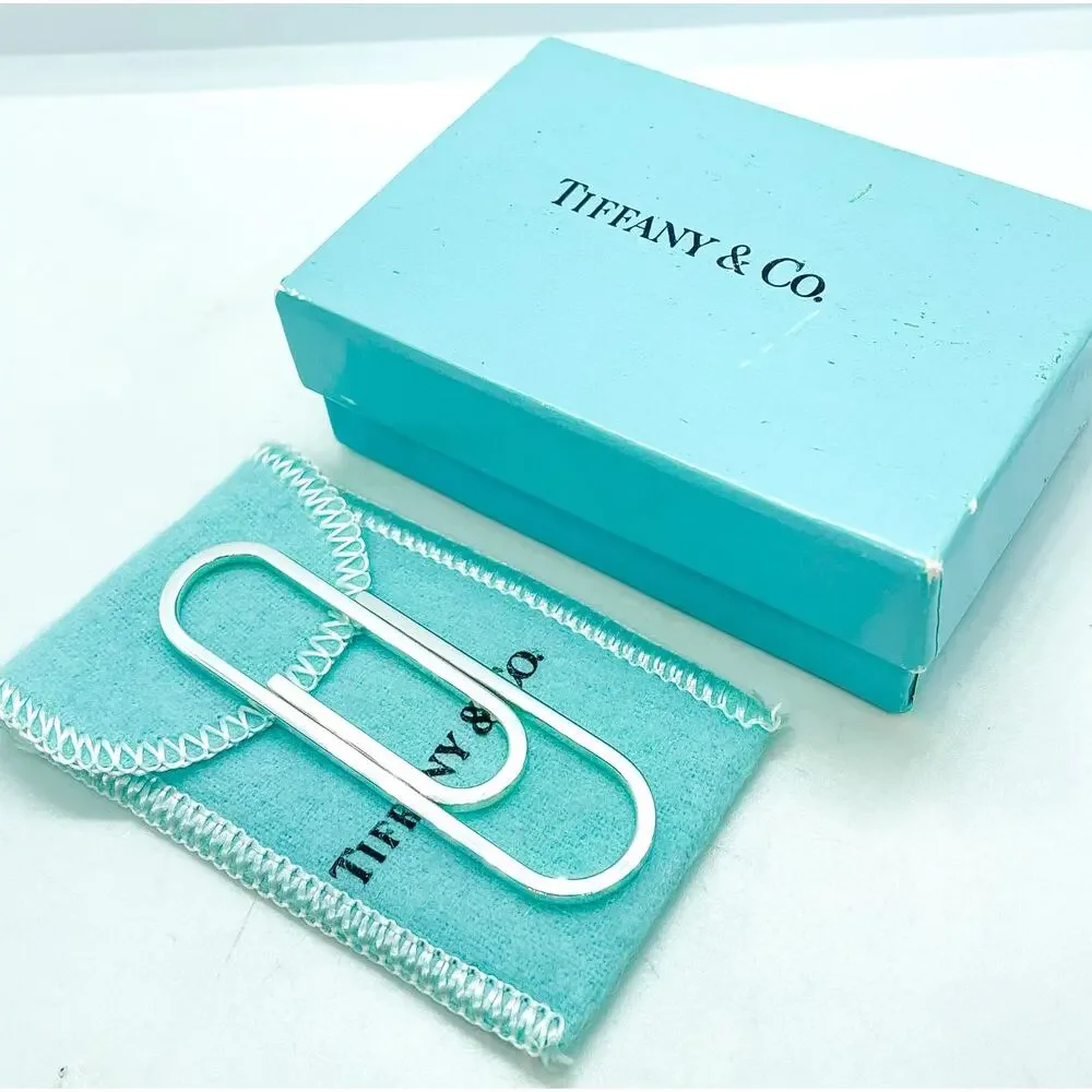 Tiffany & Co Sterling Silver Paperclip Money Clip Holder 2.5